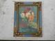 Ancien tableau peinture huile sign&eacute; MARTIN VIA nature morte bouquet de fleurs