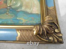 Ancien tableau peinture huile signé MARTIN VIA nature morte bouquet de fleurs