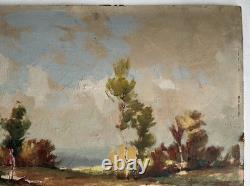 Ancien tableau peinture huile sur bois signé C. Cipra paysage de France c. 1930