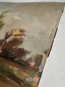 Ancien tableau peinture huile sur bois signé C. Cipra paysage de France c. 1930