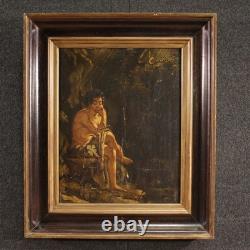 Ancien tableau peinture religieuse huile sur panneau Saint Jean Baptiste 700