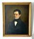 Ancien tableau portrait XIX 19 homme peinture hst cadre bois dor&eacute;