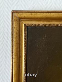 Ancien tableau portrait XIX 19 homme peinture hst cadre bois doré