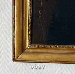 Ancien tableau portrait XIX 19 homme peinture hst cadre bois doré