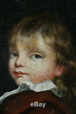 Ancien tableau portrait d'enfant XVIII XIX ème huile sur toile ecole française