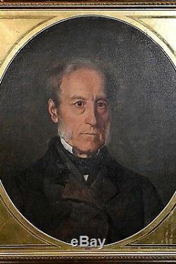 Ancien tableau portrait d'homme aux rouflaquettes signé Alphonse Dadure Empire