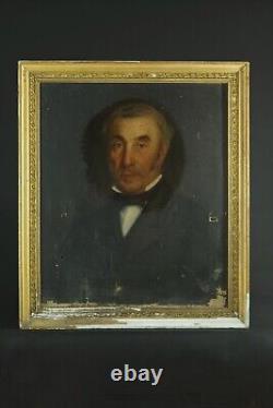 Ancien tableau portrait homme aux yeux verts Dantras 1866