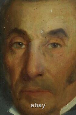 Ancien tableau portrait homme aux yeux verts Dantras 1866