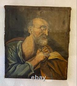 Ancien tableau portrait huile sur toile XVIII 18ème ou antérieure religieux