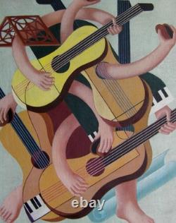 Ancien tableau signé huile sur toile école du 20ème surréalisme