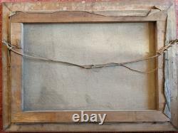 Ancien tableau signé huile toile XIXe marine mer peinture ancienne cadre doré