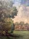 Ancien tableau signé paysage post impressionniste ciel forêt panneau ART DECO