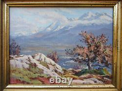 Ancien très beau tableau de montagne signé Florent Chadé Grenoble Chamonix