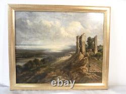 Ancienne Peinture Les Ruines Cadre Tableau Oil Painting