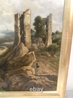 Ancienne Peinture Les Ruines Cadre Tableau Oil Painting