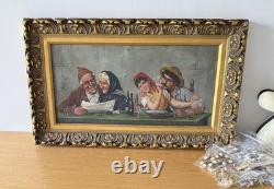 Ancienne peinture italienne huile sur toile couples non signee Tableaux Ancien