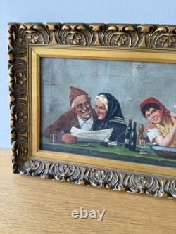 Ancienne peinture italienne huile sur toile couples non signee Tableaux Ancien