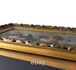 Ancienne peinture italienne huile sur toile couples non signee Tableaux Ancien