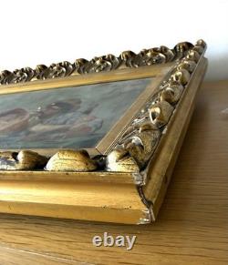 Ancienne peinture italienne huile sur toile couples non signee Tableaux Ancien
