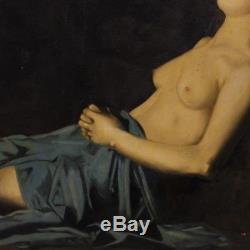 Ancienne peinture religieuse tableau Marie Madeleine huile sur toile signé 800