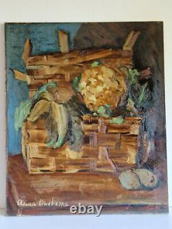 Anna Duchesne huile sur toile nature morte composition signé HST tableau ancien