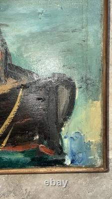 Antoine Gianelli 1896-1983 Ancien Tableau signé Paysage Port Bonifacio Corse