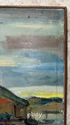 Antoine Gianelli 1896-1983 Ancien Tableau signé Paysage Port Bonifacio Corse