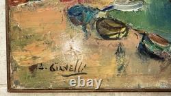 Antoine Gianelli 1896-1983 Ancien Tableau signé Paysage Port Bonifacio Corse