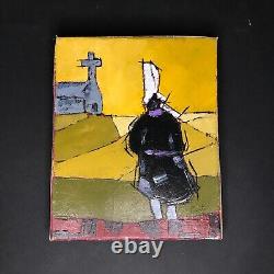 BIGOUDAINE Huile toile signé CRISTI tableau Bretagne Ancien vintage antique %