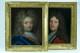 Beau Tableau Ancien portrait 17ème homme de qualité Perruque Rouen Vignon x 2