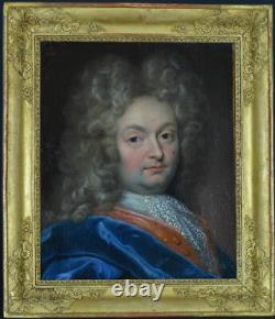 Beau Tableau Ancien portrait 17ème homme de qualité Perruque Rouen Vignon x 2