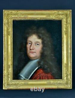 Beau Tableau Ancien portrait 17ème homme de qualité Perruque Rouen Vignon x 2