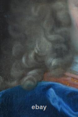 Beau Tableau Ancien portrait 17ème homme de qualité Perruque Rouen Vignon x 2