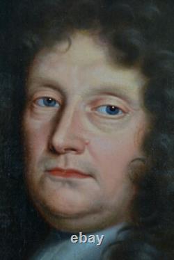 Beau Tableau Ancien portrait 17ème homme de qualité Perruque Rouen Vignon x 2
