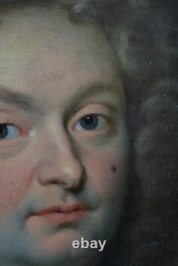 Beau Tableau Ancien portrait 17ème homme de qualité Perruque Rouen Vignon x 2