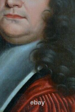 Beau Tableau Ancien portrait 17ème homme de qualité Perruque Rouen Vignon x 2