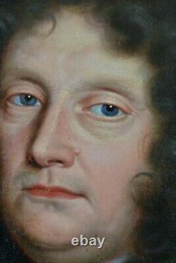 Beau Tableau Ancien portrait 17ème homme perruque grise Rouen Philippe Vignon