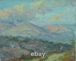 Beau Tableau ancien Paysage Impressionniste animée Italie Ciel Peinture 19 ème