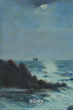 Beau Tableau ancien Paysage Marine Gaston Guignard bord de Mer Bordeaux 19