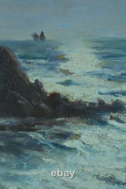 Beau Tableau ancien Paysage Marine Gaston Guignard bord de Mer Bordeaux 19