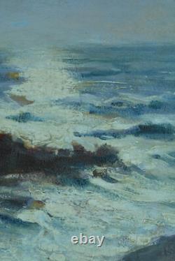 Beau Tableau ancien Paysage Marine Gaston Guignard bord de Mer Bordeaux 19