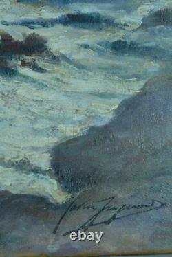 Beau Tableau ancien Paysage Marine Gaston Guignard bord de Mer Bordeaux 19