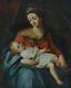 Beau Tableau ancien Portrait Vierge à l'enfant Maternité Italie Raphael 18 ème