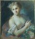 Beau Tableau ancien portrait femme Nymphe Apollon Rosalba Carriera pastel