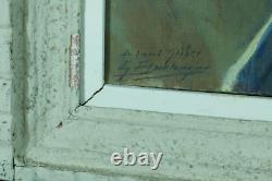 Beau Tableau ancien portrait homme chapeau Villeneuve-sur-lot G Barlangue Timbre