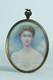 Beau Tableau ancien portrait jeune femme Anglaise miniature 19 ème signé situé