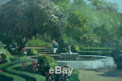 Beau tableau ancien Paysage Jardin Orientaliste John Gleich art nouveau