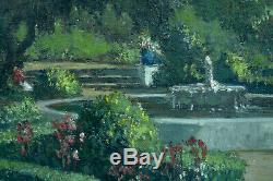 Beau tableau ancien Paysage Jardin Orientaliste John Gleich art nouveau