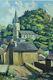 Beau tableau ancien Pierre Baudou Séte Paysage Vue de Village 1938