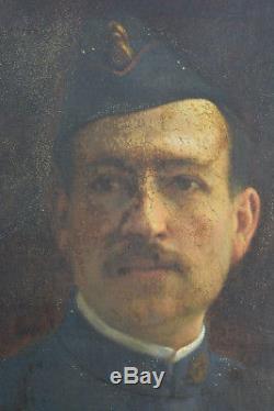 Beau tableau ancien Portrait d'homme art nouveau Judaica 1914 Julius Feld cadre